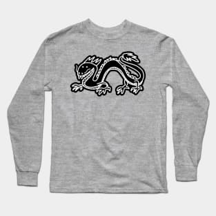 Dragon Black and White Line Art Long Sleeve T-Shirt